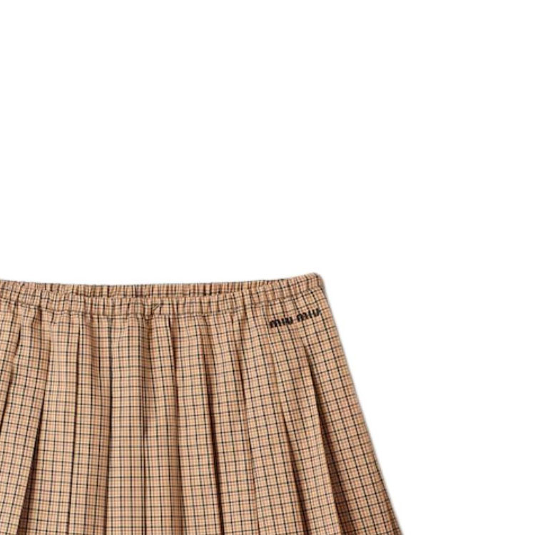 (Women) MIU MIU Plaid Logo Embroidered Pleated Skirt Women’s Rope Grey. MG2229-142L-F0065-S-OOO 圖 7