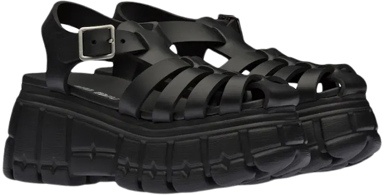 (W) MIU MIU Sandal Platform 'Buckle Hitam Metalik' 5X709D_3LKK_F0002_F_085 Lookbook (W) MIU MIU Sandal Platform 'Buckle Hitam Metalik' 5X709D_3LKK_F0002_F_085