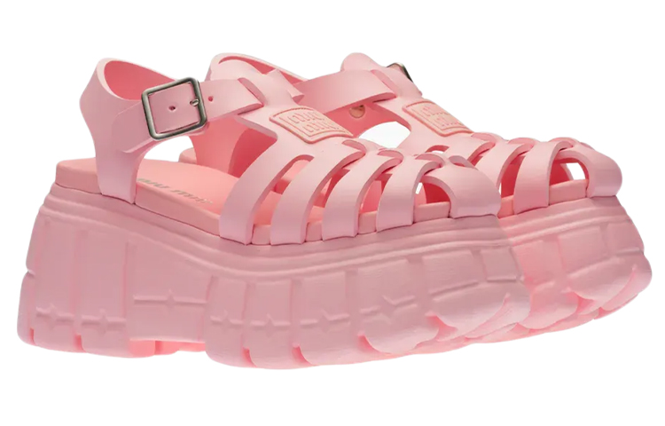 (W) MIU MIU Platform Sandals 'Metallic Buckle Pink' 圖 3