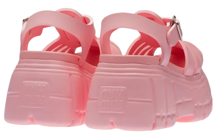(W) MIU MIU Platform Sandals 'Metallic Buckle Pink' 圖 4