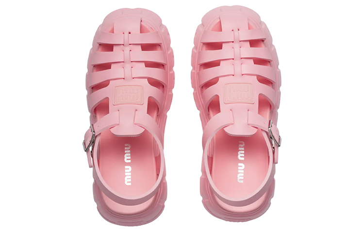 (W) MIU MIU Platform Sandals 'Metallic Buckle Pink' 圖 5