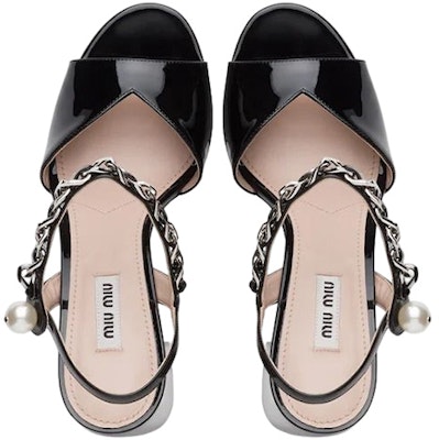 (W) MIU MIU Sandal Tumit Tinggi 'Patent Black' 5XP883_XWA_F0002_F_110 Shop (W) MIU MIU Sandal Tumit Tinggi 'Patent Black' 5XP883_XWA_F0002_F_110