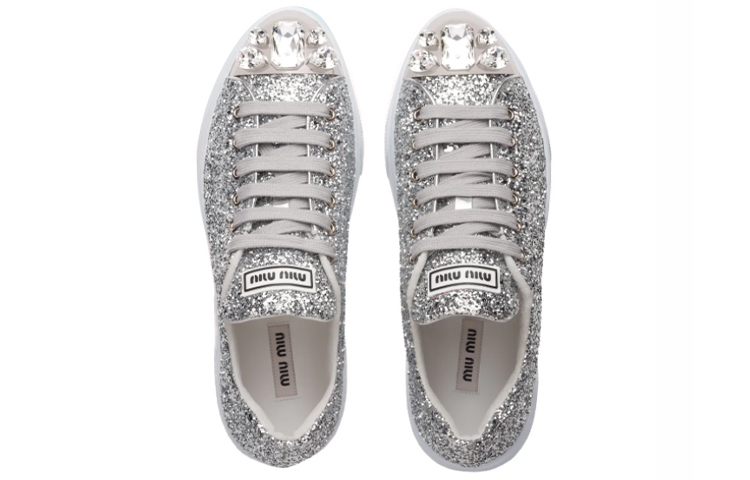 (W) MIU MIU Platform Sneakers 'Silver Glitter' 圖 3