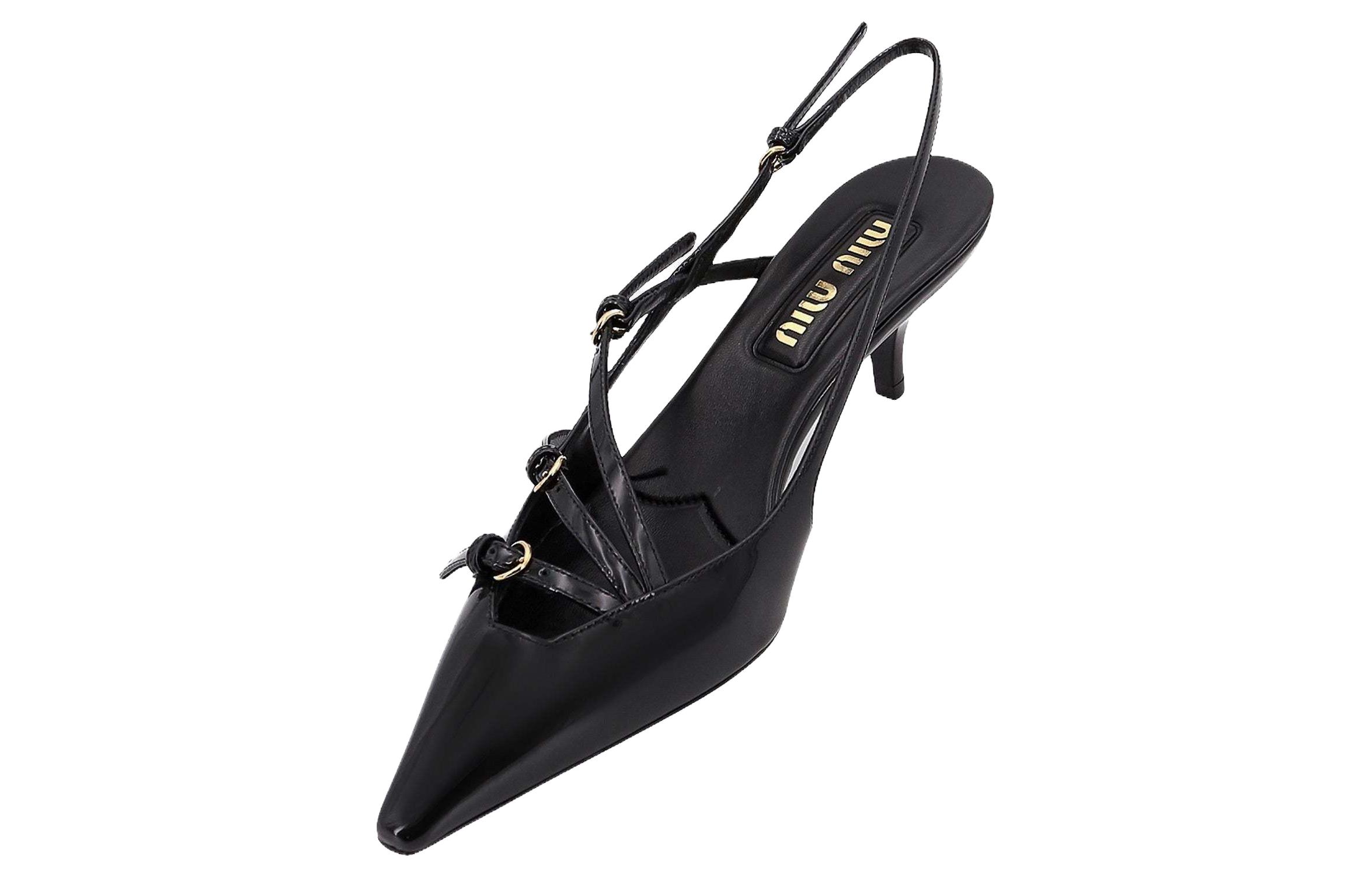 (W) MIU MIU Pointed-Toe Buckle Stiletto 'Black Leather' 圖 3