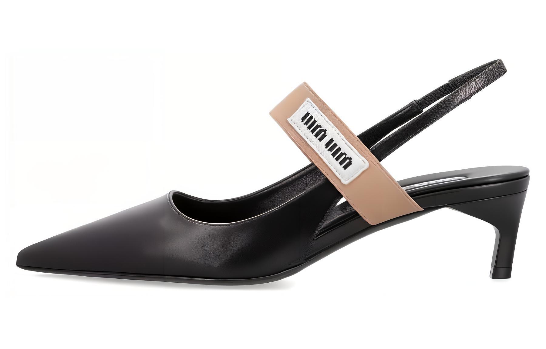 (Women) MIU MIU Pointed-Toe Slip-On Stiletto 'Black Leather' 5I932D_3AQO_F009L_F_045