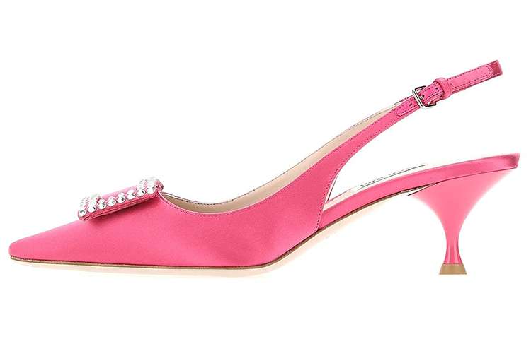 (W) MIU MIU Pointed Toe High Heels 'Fashionable Elegant Pink with Embellishments'