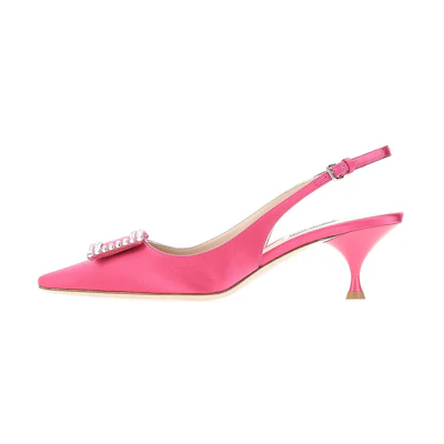 (W) MIU MIU Pointed Toe High Heels 'Fashionable Elegant Pink with Embellishments'