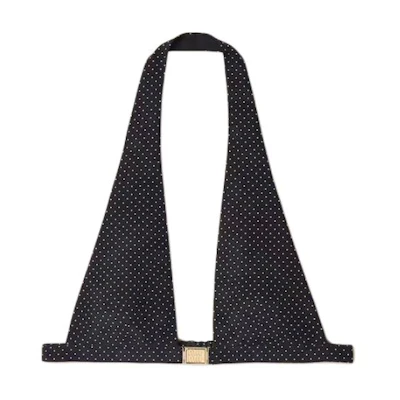(Women) MIU MIU Polka Dot Halter Crop Top Black. MT1966-14H2-F057Z-S-OOO