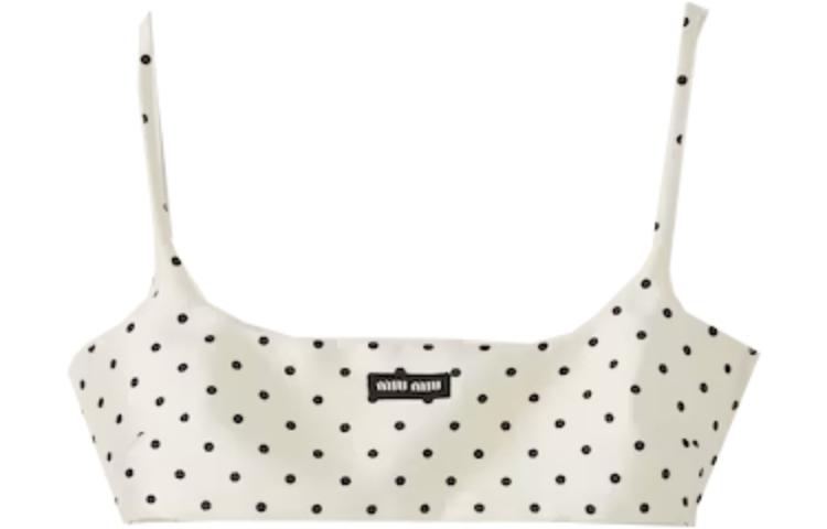 (Women) MIU MIU Polka Dot Logo Print Beige  Camisole. MT1932-13U1-F0A72-S-232