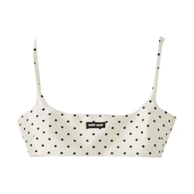 (Women) MIU MIU Polka Dot Logo Print Beige Camisole. MT1932-13U1-F0A72-S-232