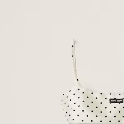 (W) MIU MIU Polka Dot Logo Cetakan Beige Camisole. MT1932-13U1-F0A72-S-232 Details for (W) MIU MIU Polka Dot Logo Cetakan Beige Camisole. MT1932-13U1-F0A72-S-232