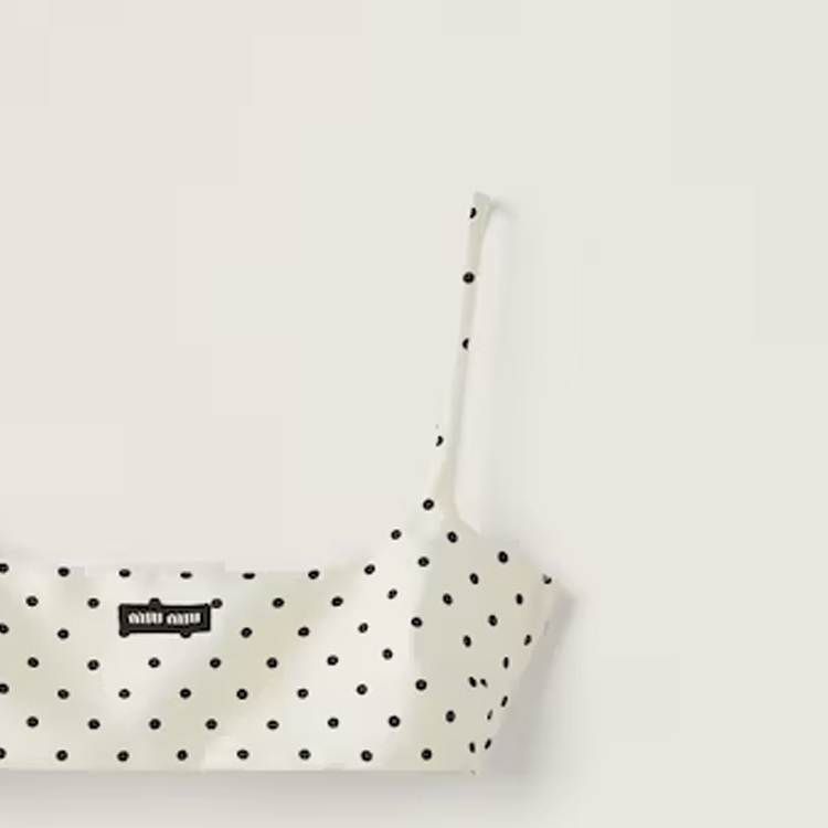 Sizing (W) MIU MIU Polka Dot Logo Cetakan Beige Camisole. MT1932-13U1-F0A72-S-232