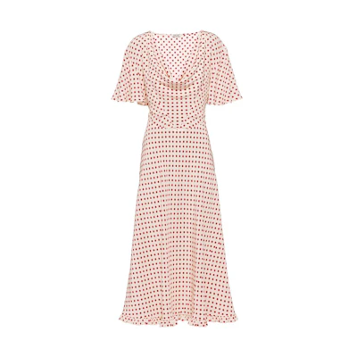 (Women) MIU MIU Polka Dot Print Short Sleeve Dress Pink MF4507-10MB-F059I
