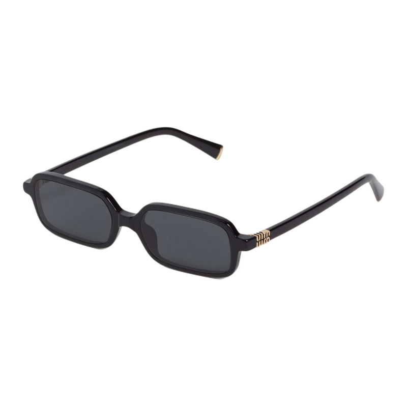 (Women) MIU MIU Rectangular Black Acetate  Sunglasses with Logo Temples (Rx-Compatible) SMU11Z_E16K_F05S0