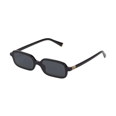 (Women) MIU MIU Rectangular Black Acetate Sunglasses with Logo Temples (Rx-Compatible) SMU11Z_E16K_F05S0