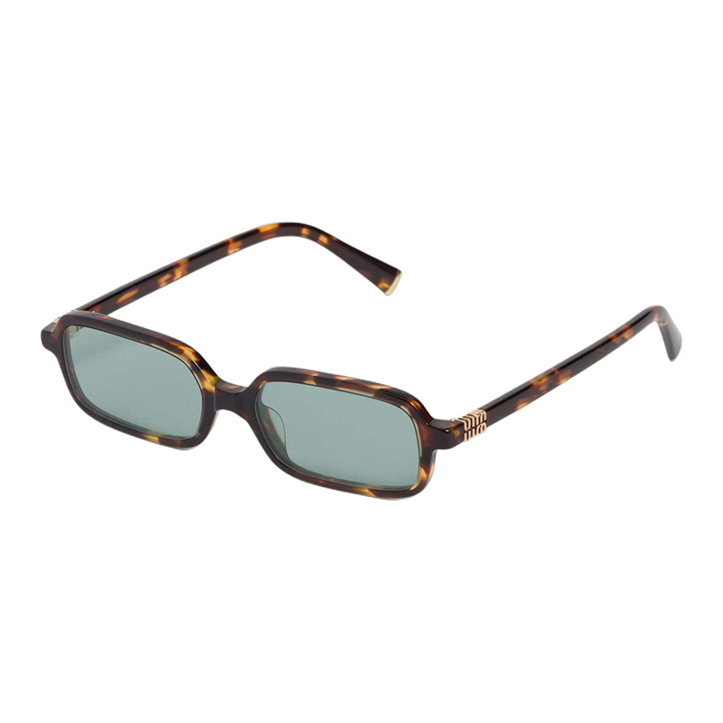 Order (W) 미우미우 사각형 토터스쉘 선글라스, 각인된 템플 디자인 SMU11ZEVAUC051