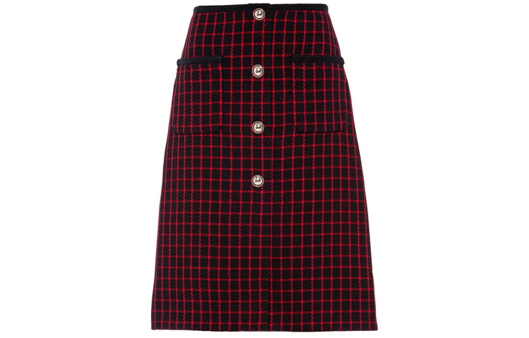 (Women) MIU MIU Red Plaid Button-Front A-Line Skirt. MG1665-1ZGW-F0N98 圖 2