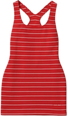 (W) MIU MIU 红色条纹标志无袖修身针织连衣裙女士款 MMA874-1466-F0011-S-OOO Order (W) MIU MIU 红色条纹标志无袖修身针织连衣裙女士款 MMA874-1466-F0011-S-OOO