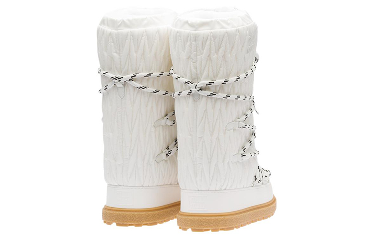 (W) MIU MIU Regenerated Nylon Lace-Up Boots 'White Snow' 圖 3