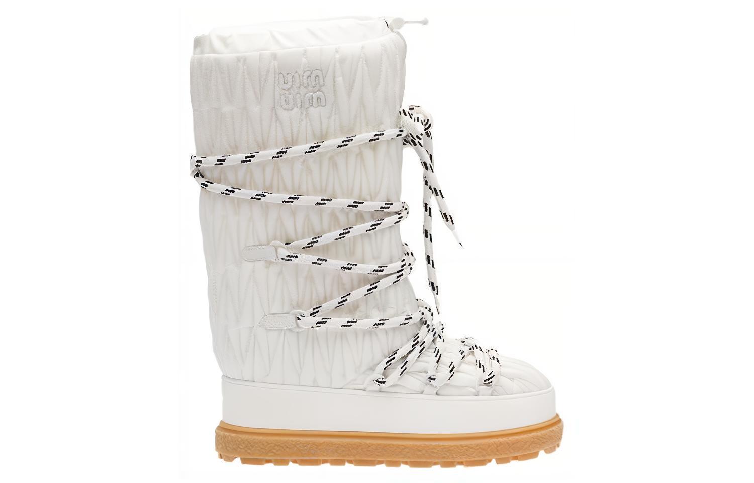 (W) MIU MIU Regenerated Nylon Lace-Up Boots 'White Snow' 圖 4
