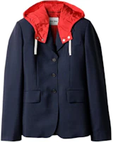 (Women) Miu Miu Removable Hood Single-Breasted Navy Jacket for Women MH1999-17HV-F092D-S-OOO (Women) Miu Miu Removable Hood Single-Breasted Navy Jacket for Women MH1999-17HV-F092D-S-OOO
