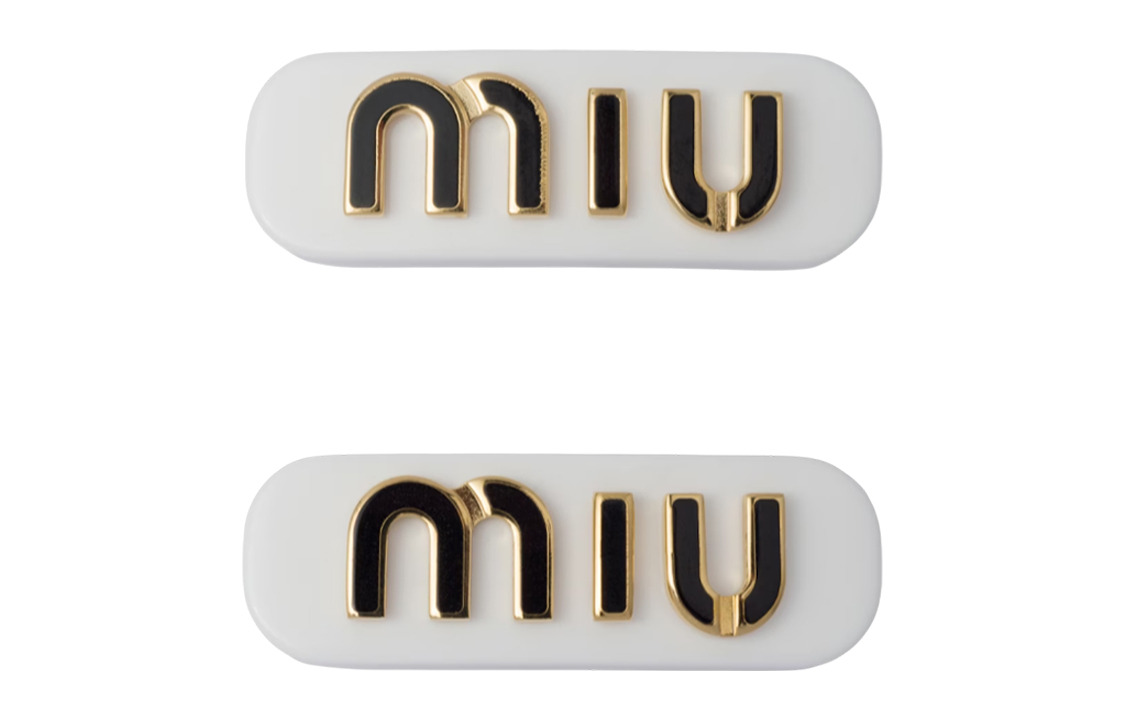 Order (W) 미우미우 여성용 레진 글라스 메탈 에나멜 헤어클립. 5IF0722F72F0964