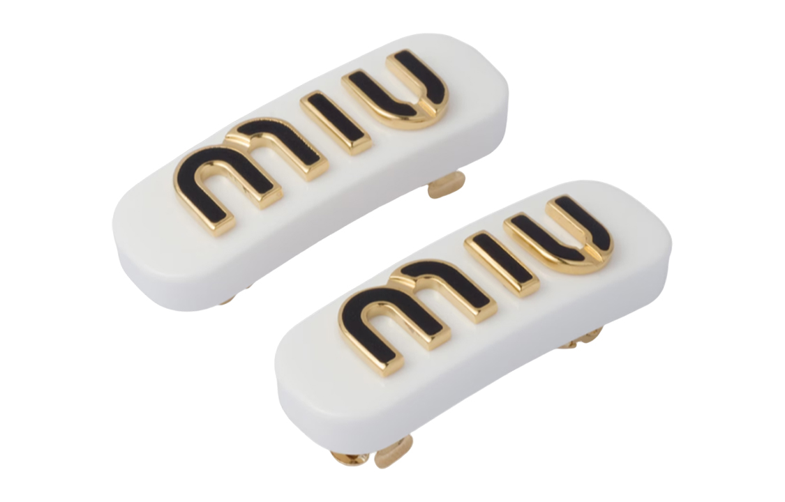 Lookbook (W) 미우미우 여성용 레진 글라스 메탈 에나멜 헤어클립. 5IF0722F72F0964