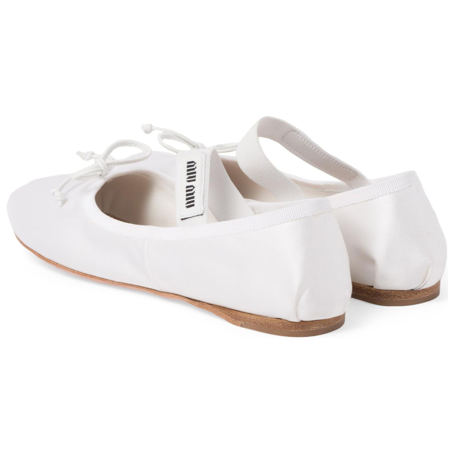 (W) MIU MIU Round Toe Buckle Flats 'White Leather' 圖 5