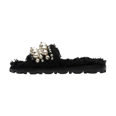 (W) MIU MIU Sandals 'Faux Pearl Black'
