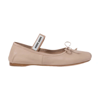 (W) MIU MIU Satin Ballerinas 'Water Lily'
