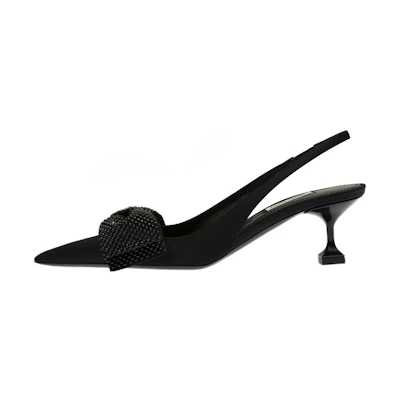 (W) MIU MIU Satin Bow High Heels 'Black'