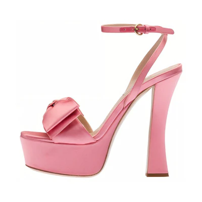 (W) MIU MIU Satin Bow Platform Fashion Sandal 'Pink'