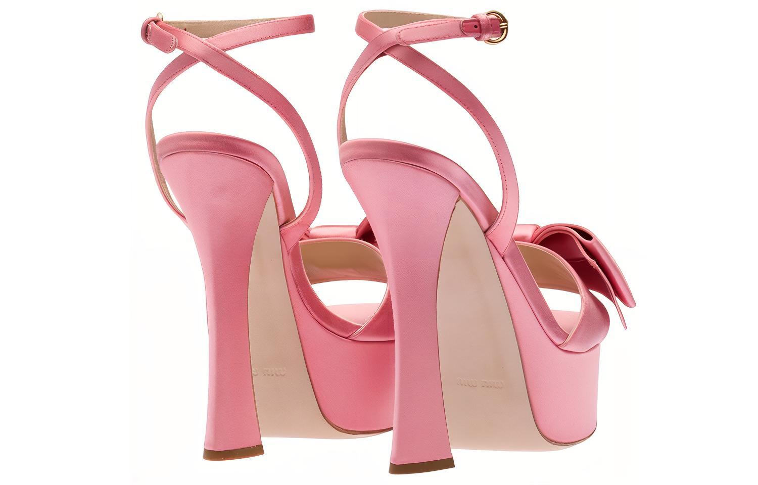 Shop (W) MIU MIU Sandal Fesyen Platform Riben Satin 'Pink' 5XP893_ZIZ_F0410_F_135