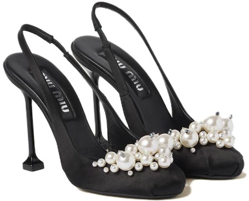 (W) MIU MIU Satin Classique Confort 10,5cm ''Escarpins Noirs Stiletto'' 5I976D_049_F0002_F_105 Shop (W) MIU MIU Satin Classique Confort 10,5cm ''Escarpins Noirs Stiletto'' 5I976D_049_F0002_F_105