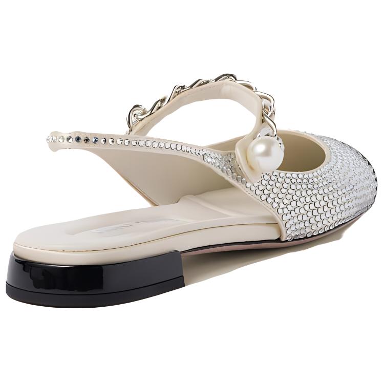 Purchase (Women) MIU MIU Satin Comfort Casual Flat 'Ivory' 5F047E_3LOA_F0A72_F_010