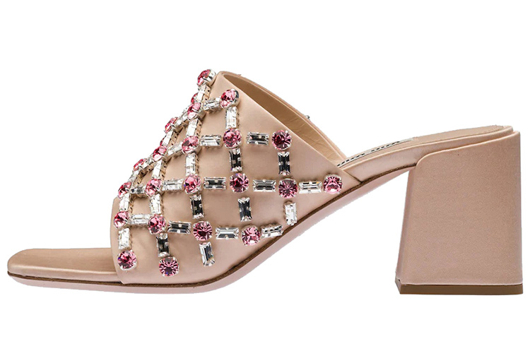 (W) MIU MIU Satin Fashion Casual High-Top 'Nude Pink'