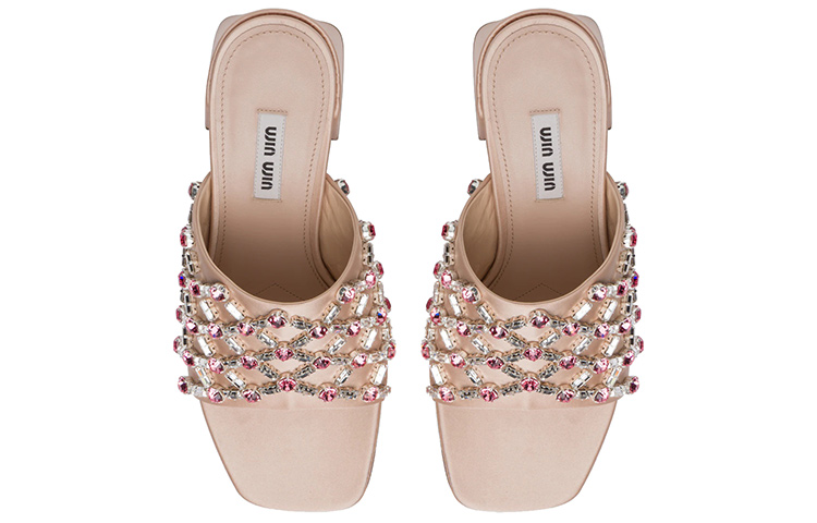 (W) MIU MIU Satin Fashion Casual High-Top 'Nude Pink' 圖 4