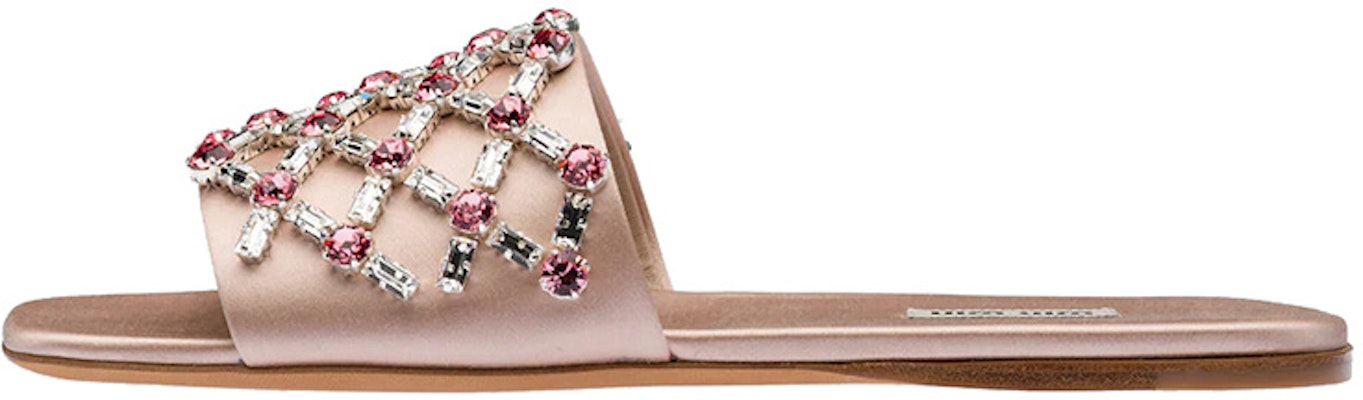(Women) MIU MIU Satin Flat Sandals 'Nude Pink' 5XX517_3D3N_F0236_F_005 Buy (Women) MIU MIU Satin Flat Sandals 'Nude Pink' 5XX517_3D3N_F0236_F_005