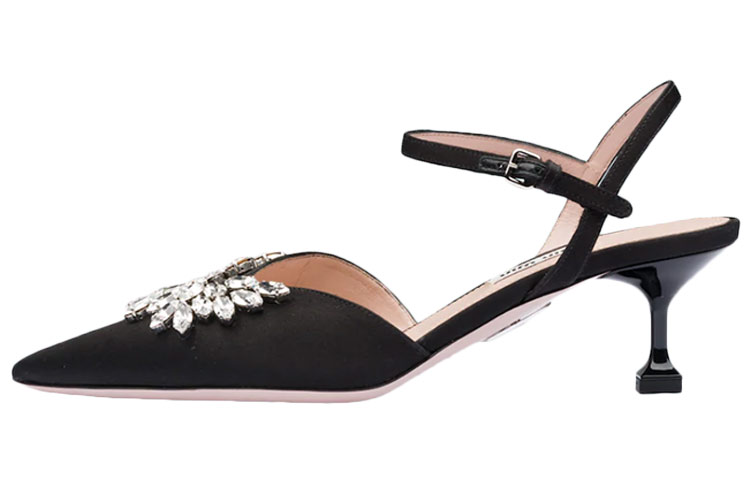 (W) MIU MIU Satin High Heels 'Black'