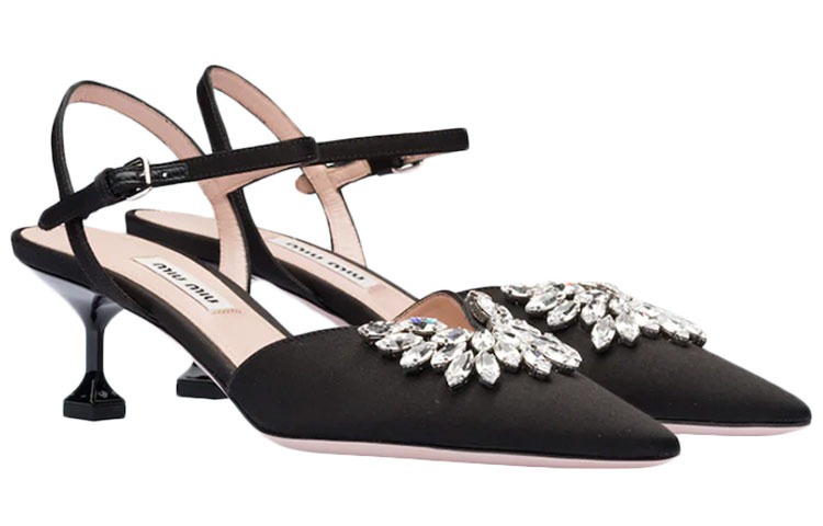 (W) MIU MIU Satin High Heels 'Black' 圖 2