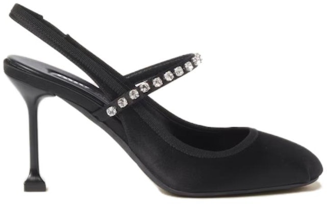 MIU MIU 缪缪 绸缎時尚舒適 細跟 高跟鞋 8.5cm 女款 黑色 Order MIU MIU 缪缪 绸缎時尚舒適 細跟 高跟鞋 8.5cm 女款 黑色