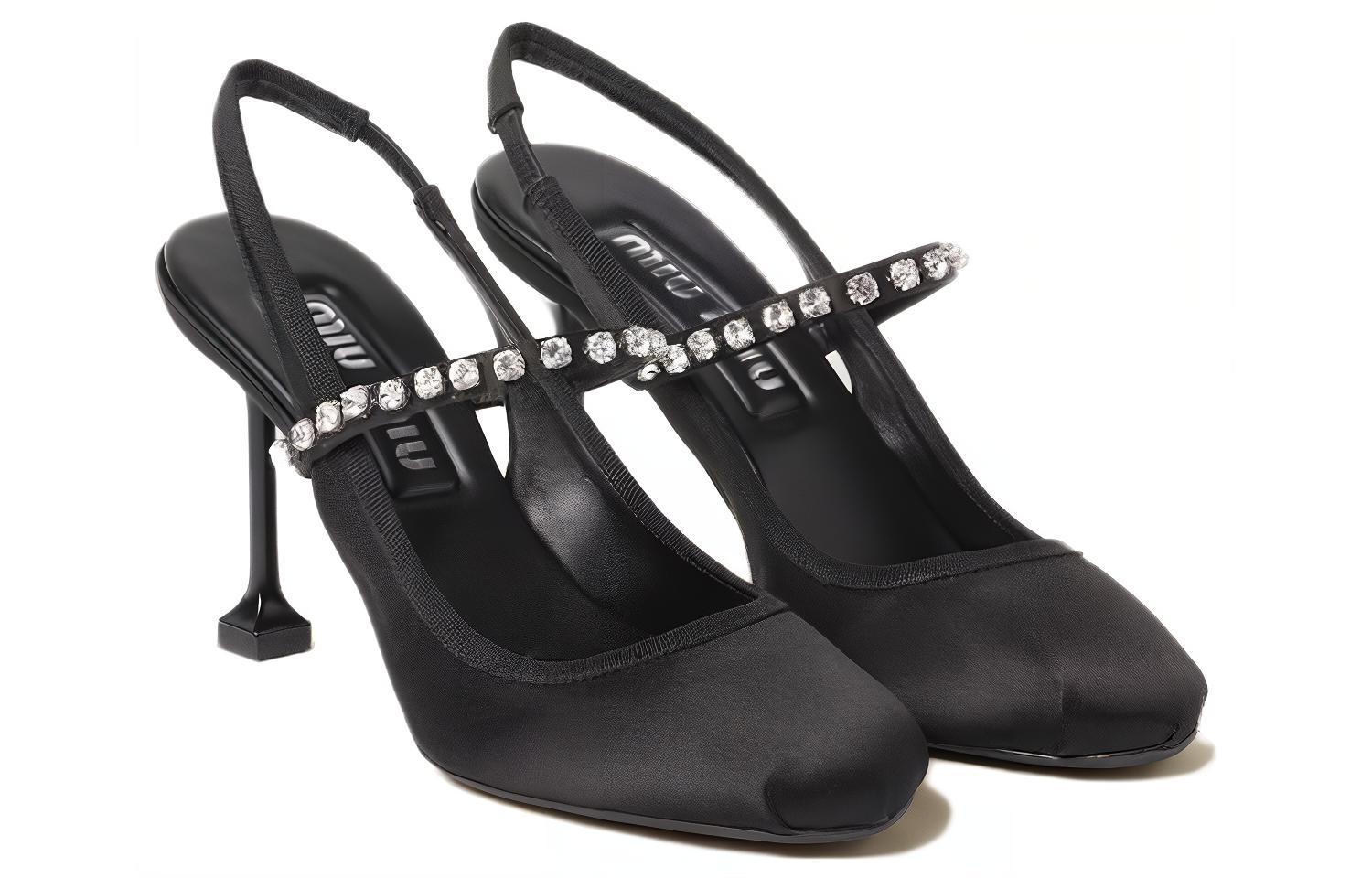 Lookbook MIU MIU 缪缪 绸缎時尚舒適 細跟 高跟鞋 8.5cm 女款 黑色