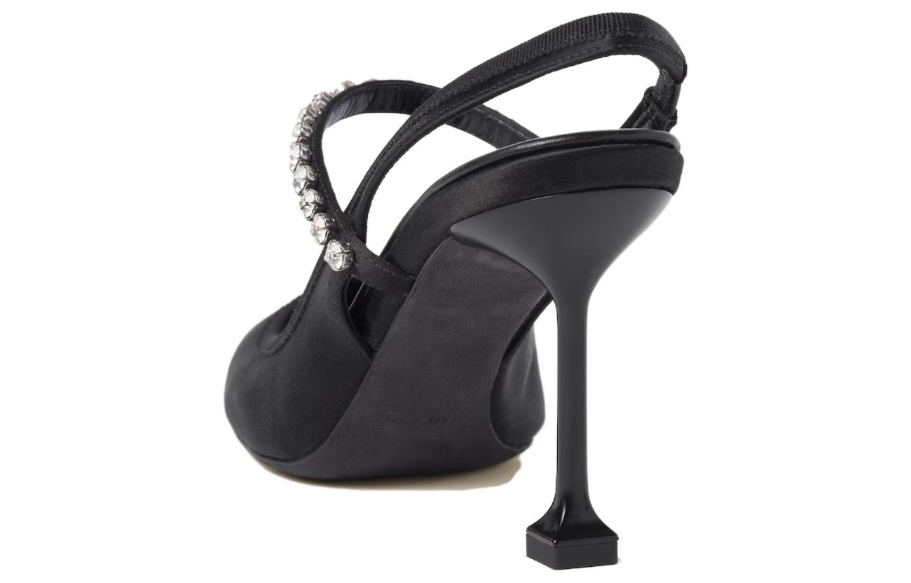 Shop MIU MIU 缪缪 绸缎時尚舒適 細跟 高跟鞋 8.5cm 女款 黑色
