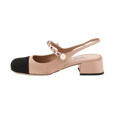 (W) MIU MIU Satin Two-tone Mary Jane Pumps 'Pink'