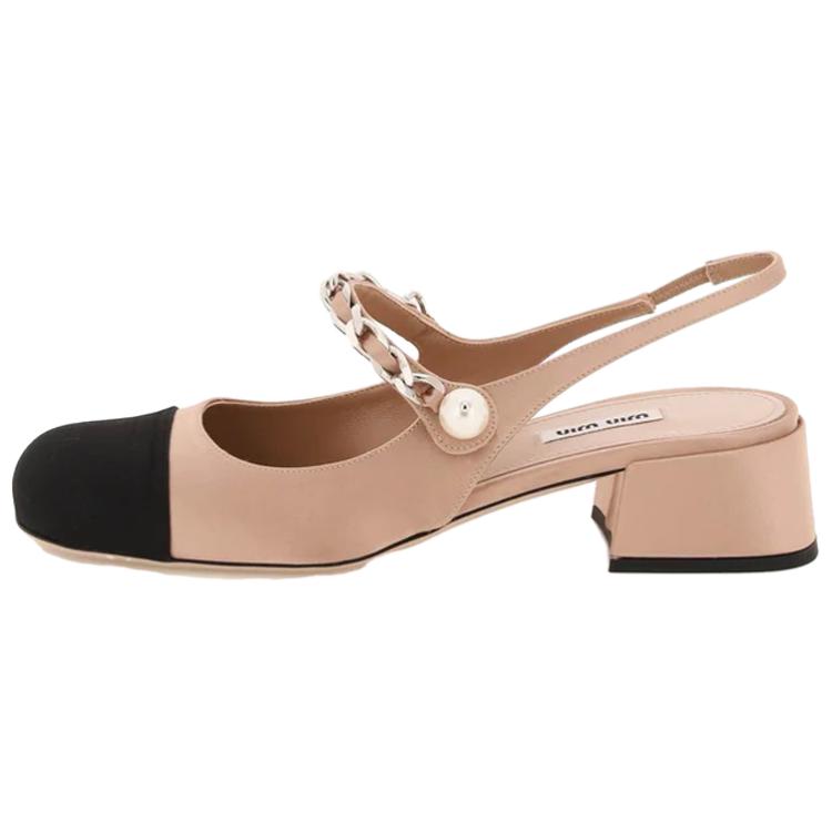 (Women) MIU MIU Satin Two-tone Mary Jane Pumps 'Pink' 5I460D_54Q_F034U