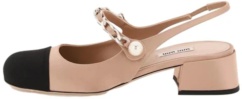 (Women) MIU MIU Satin Two-tone Mary Jane Pumps 'Pink' 5I460D_54Q_F034U (Women) MIU MIU Satin Two-tone Mary Jane Pumps 'Pink' 5I460D_54Q_F034U