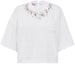 Buy (Women) MIU MIU Sequin Embroidered Cotton Oversized T-Shirt White SS22. MJN378-104J-F0009