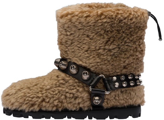 (Women) MIU MIU Shearling Ankle Boots 'Cognac Decal' 5U573D_3LJA_F0046_F_M010 Buy (Women) MIU MIU Shearling Ankle Boots 'Cognac Decal' 5U573D_3LJA_F0046_F_M010