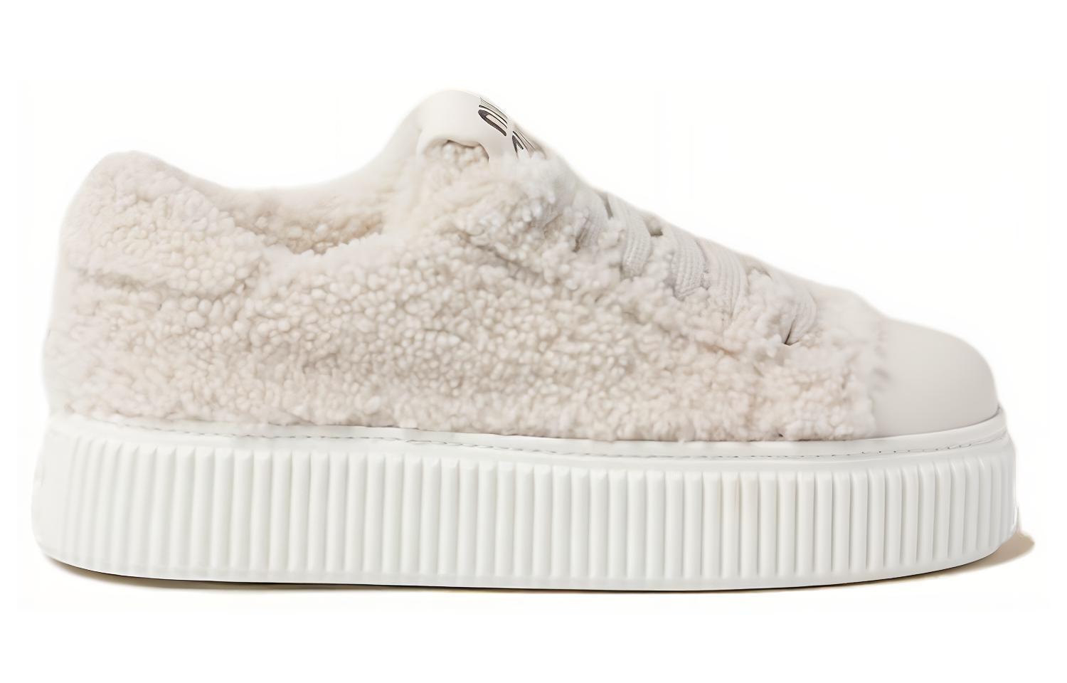 Order MIU MIU 缪缪 羊毛皮 休閒舒適 增高 低筒 板鞋 女款 白色