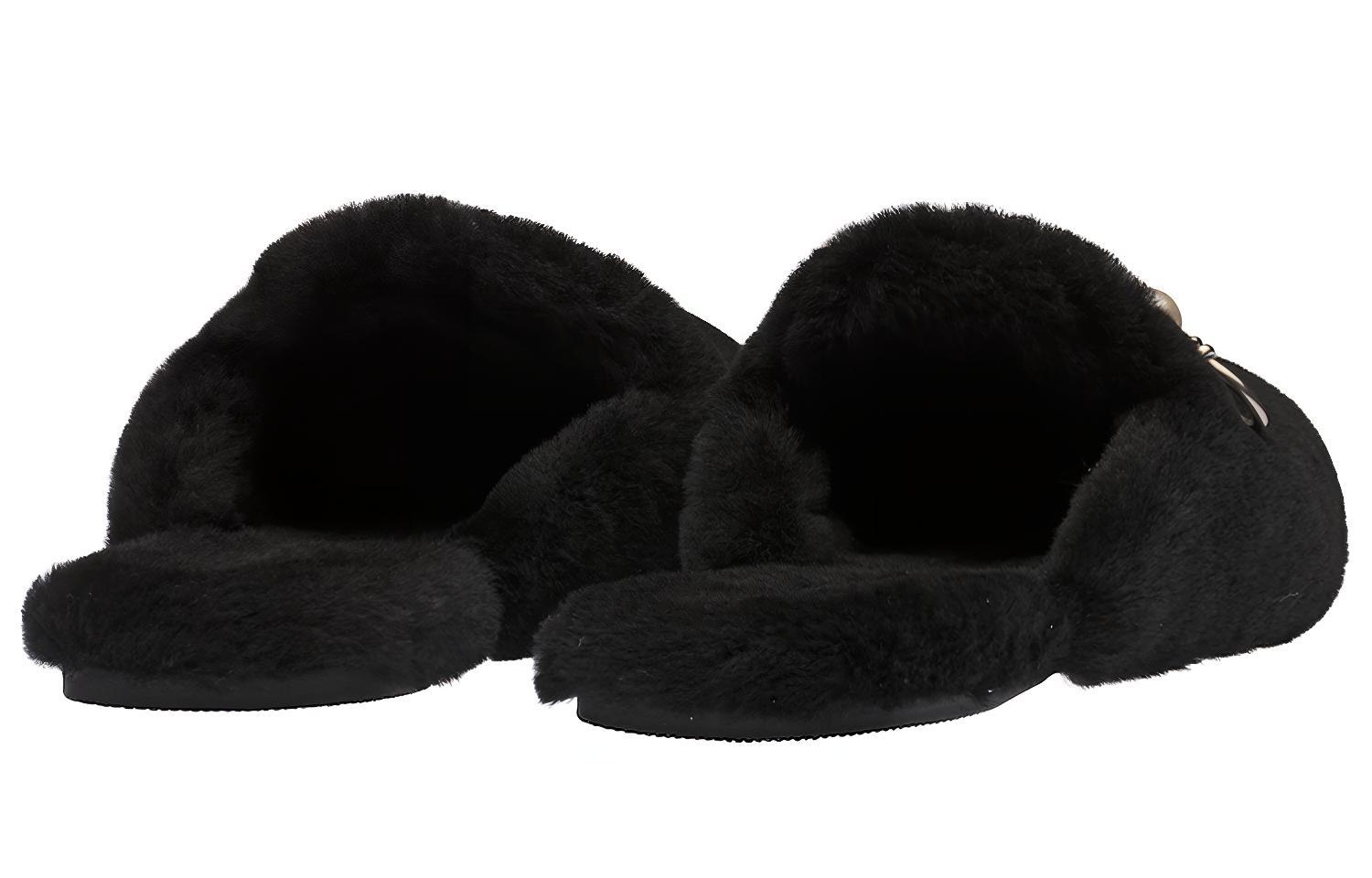 Shop (W) MIU MIU Pantuflas de Piel de Oveja 'Negro' 5S581D_XTZ_F0002_F_005